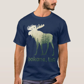 Camiseta Spokane WA Moose Forest Tree Hunter Wildlife