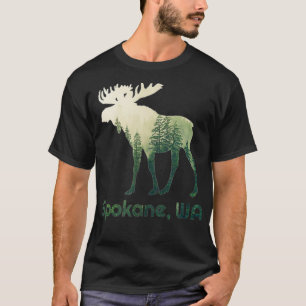 Camiseta Spokane WA Moose Forest Tree Hunter Wildlife