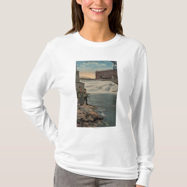 Camiseta Spokane, WA - pesca do casal em mais baixas quedas (Frente)