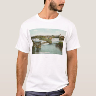 Camiseta Spokane, WA - vista de quedas & de rio do meio