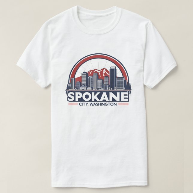 Camiseta Spokane Washington DC Skyline (Frente do Design)