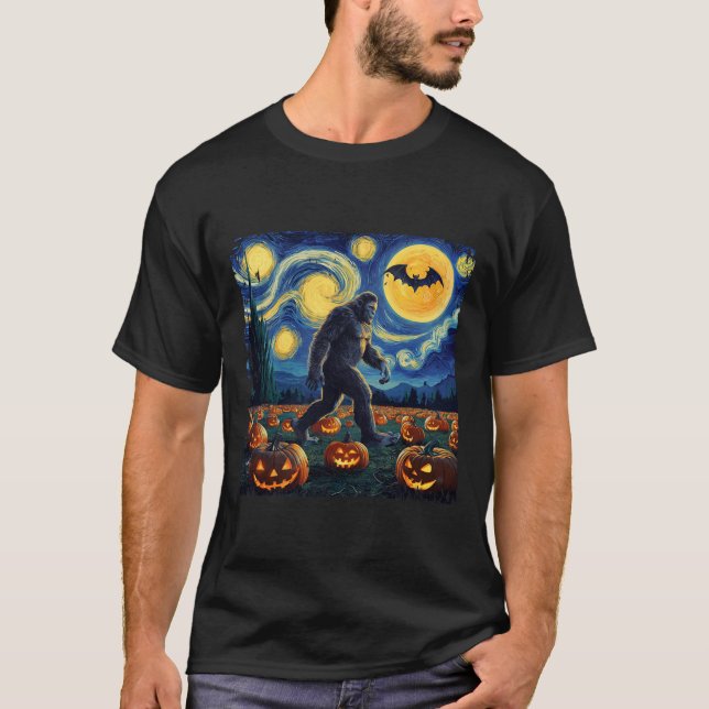 Camiseta Spookeen Bigfoot Starry Night Van Gogh (Frente)