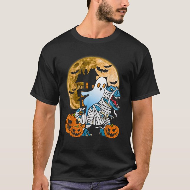 Camiseta Spooken Halloween Fantasma Dinossauro Assaltado Ho (Frente)