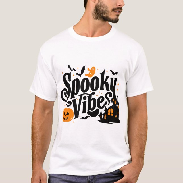 Camiseta Spookes Vibes Cute Ghost Pumpkin Arte da Casa Asso (Frente)