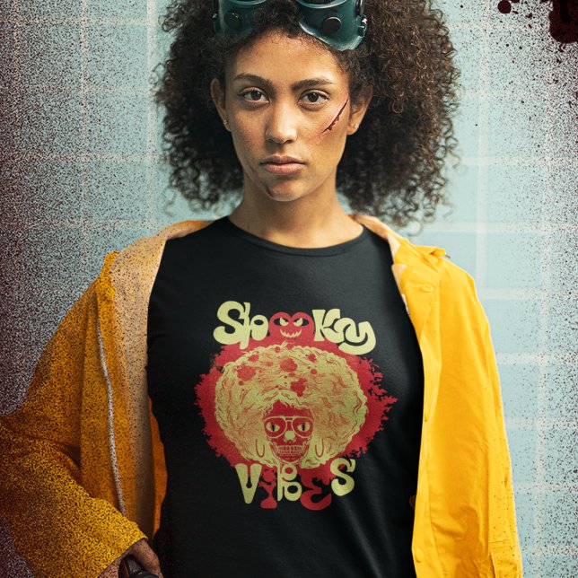 Camiseta Spookes Vibes Engraçado Assustador Afro Skull Hall (Criador carregado)