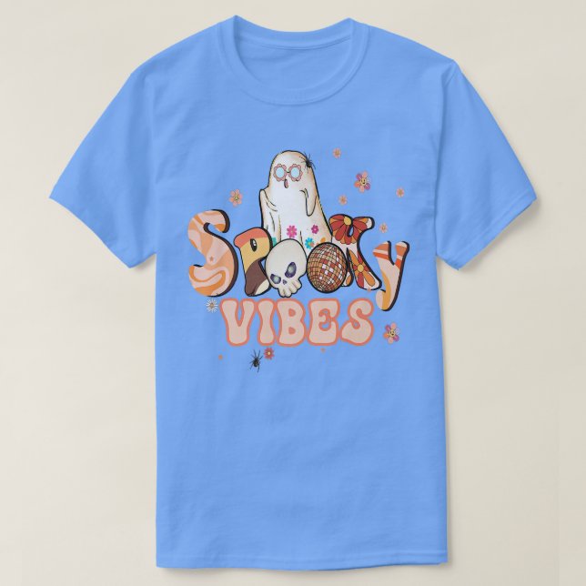 Camiseta Spookes Vibes Flor Potência Retroativa Hippy Ghost (Frente do Design)