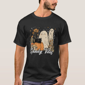 Camiseta Spookes Vibes Floral Fantasma Halloween Pumpkin Ne