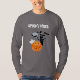 Camiseta Spookes Vibes Halloween com Espírito Branco e Text