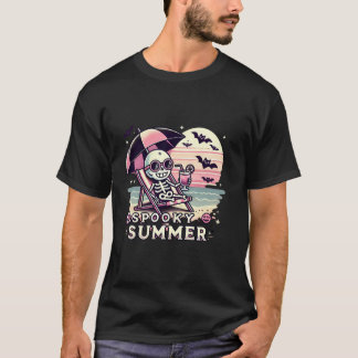 Camiseta Spookey Summer Skeleton Halloween Vibes Café Força