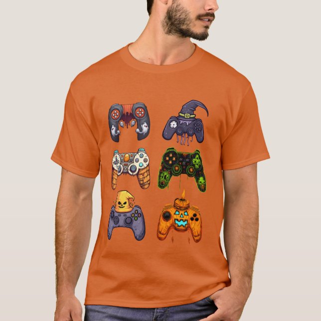 Camiseta Spookie Halloween Controladores de Jogos Rapaz do  (Frente)