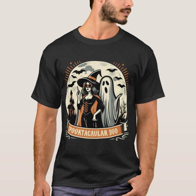 Camiseta Spooktacular Duo | Halloween Spooky Vibes (Frente)