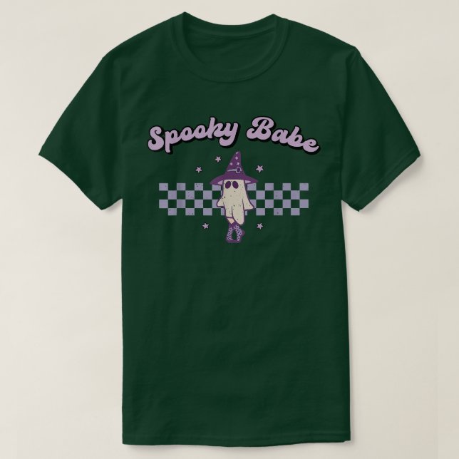 Camiseta Spooky Babe Cute Retro Halloween Skeleton Ghost Pa (Frente do Design)