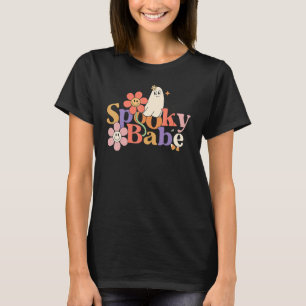 Camiseta Spooky Babe Hippie Halloween Groovy Vibes Ghost Co