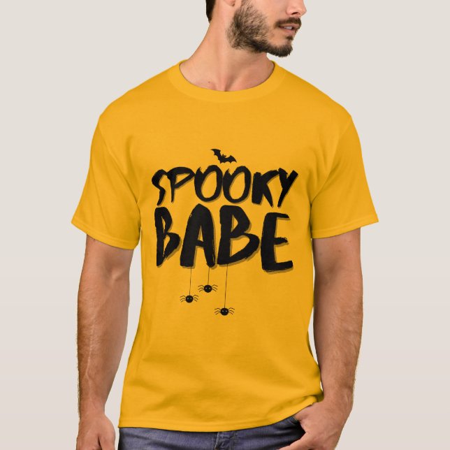 Camiseta Spooky Babe Vibes Engraçado Design de outono (Frente)