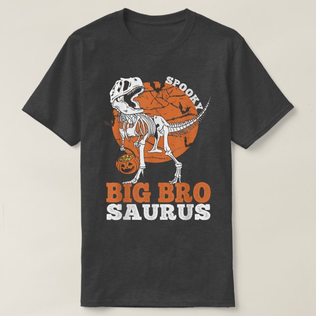 Camiseta Spooky Big Bro Saurus Dinosaur Skeleton T rex Pump (Frente do Design)