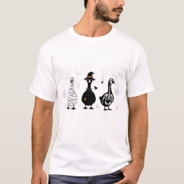 Camiseta Spooky Black and White Goose Trio Halloween