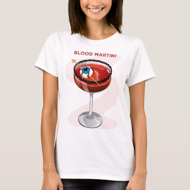 Camiseta Spooky Blood Martini with Eyeball Cocktail Graphic (Frente)