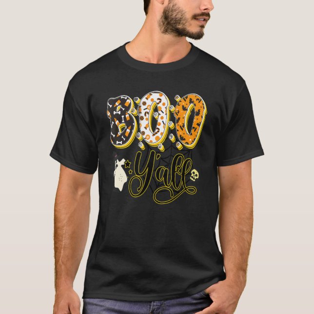 Camiseta Spooky Boo, Ghost Halloween Para Homens Mulheres K (Frente)