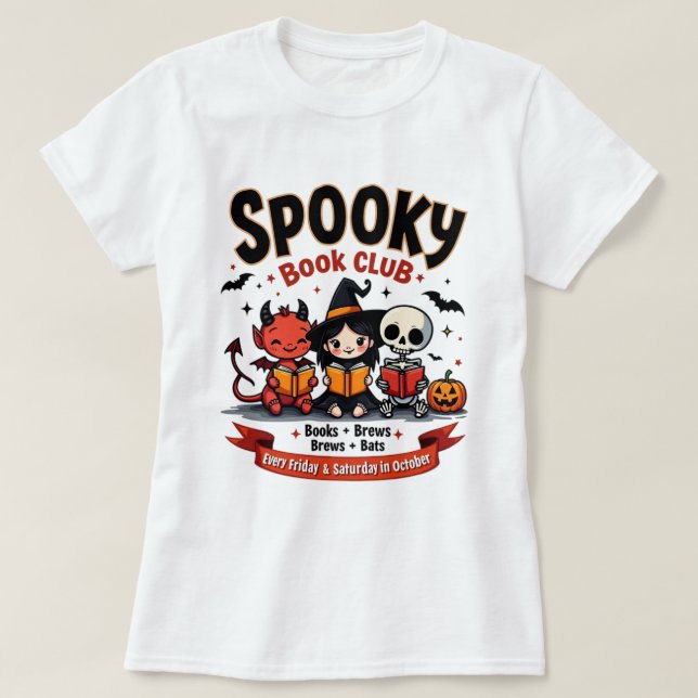Camiseta Spooky Book Club Halloween (Frente do Design)