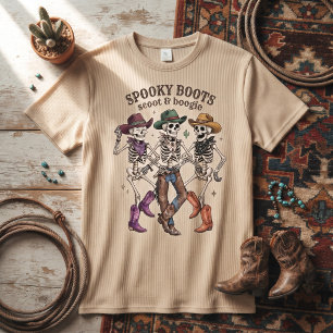 Camiseta Spooky Boots Scoot & Boogie Skeleton Cowboys