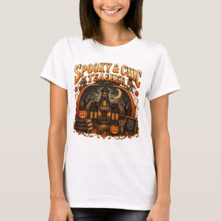 Camiseta Spooky & Chic Teacher Retro T-Shirt with Fall Scho