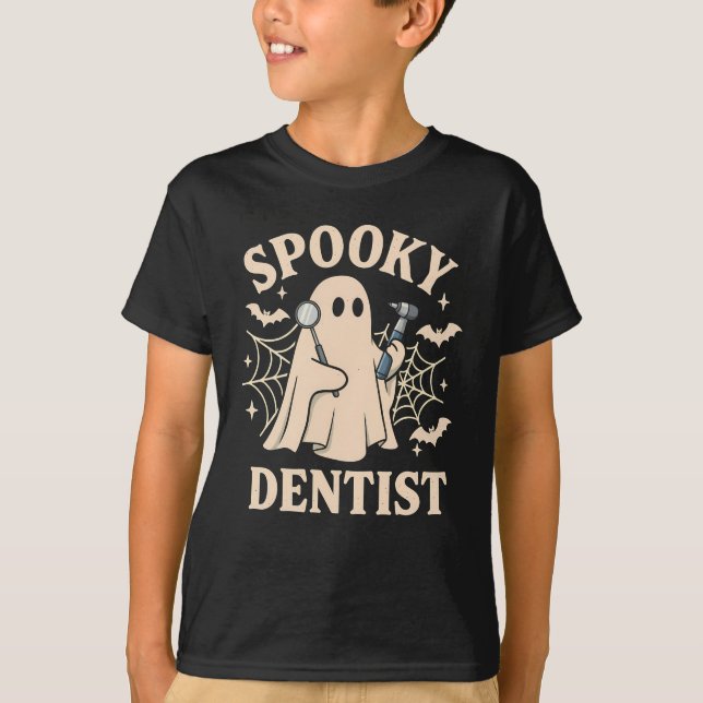 Camiseta Spooky Dentist Costume Halloween Ghost Dental  (Frente)