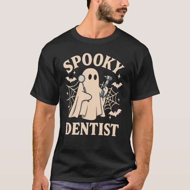 Camiseta Spooky Dentist Costume Halloween Ghost Dental  (Frente)