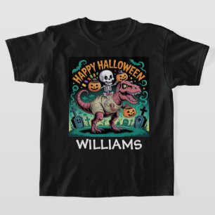 Camiseta Spooky Dino Rider - Esqueleto na mamãe T-Rex