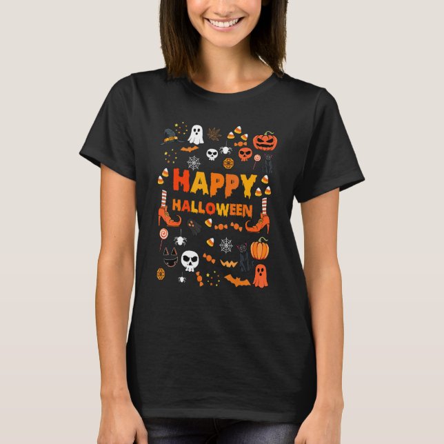 Camiseta Spooky Doodles Halloween Costume Autumn Pumpkin Ch (Frente)