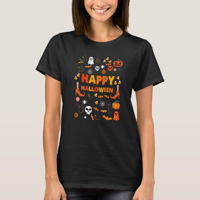 Camiseta Spooky Doodles Halloween Costume Autumn Pumpkin Ch (Frente)