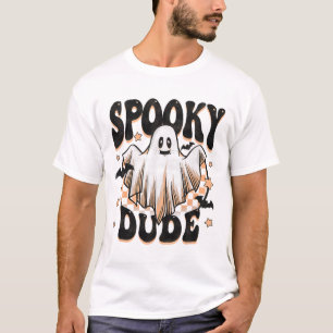 Camiseta Spooky Dude Groovy Ghost Halloween Kids Bo