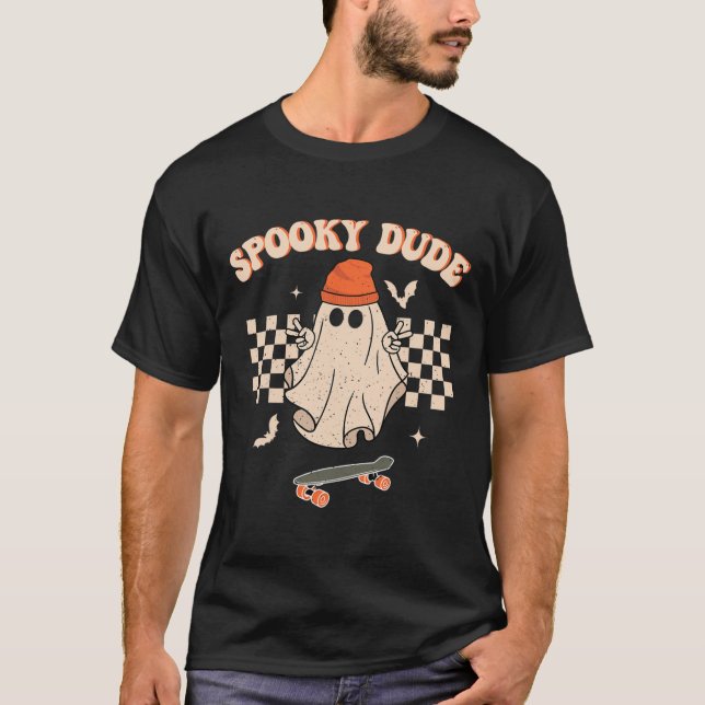 Camiseta Spooky Dude Toddler Retro Groovy Hippie Halloween (Frente)