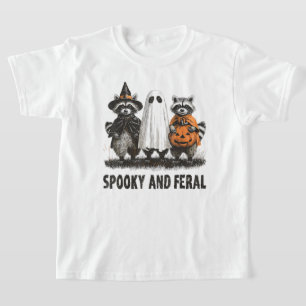 Camiseta Spooky E Feral Halloween Cute Raccoon