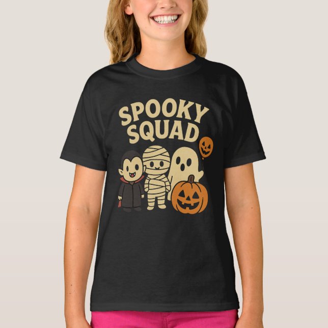 Camiseta Spooky e Squad Halloween Roupas masculinas (Frente)