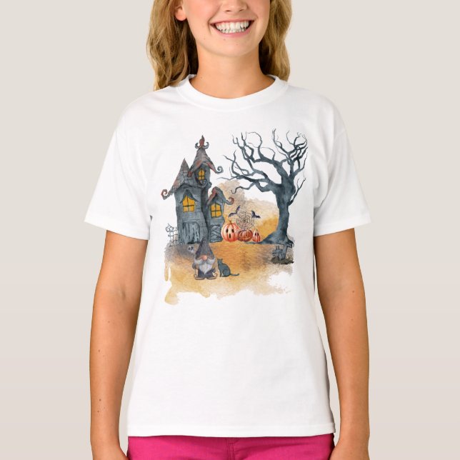 Camiseta Spooky Gnomy Halloween House (Frente)