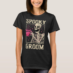 Camiseta Spooky Groom Skeleton Halloween Solteiro P