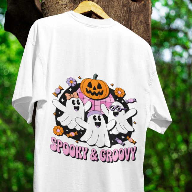 Camiseta Spooky Groovy Disco Retro Fantasmas (Criador carregado)