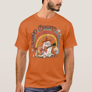 Camiseta Spooky Groovy Rainbow Vintage Ghost Hippie Hallowe
