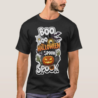 Camiseta Spooky Halloween design with pumpkins bats spider 