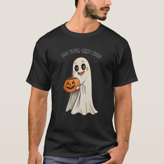 Camiseta Spooky Halloween Ghost with Pumpkin (Frente)