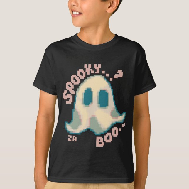 Camiseta Spooky halloween pixel art ghost (Frente)