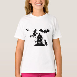Camiseta Spooky Haunted House & Witch Silhouette |