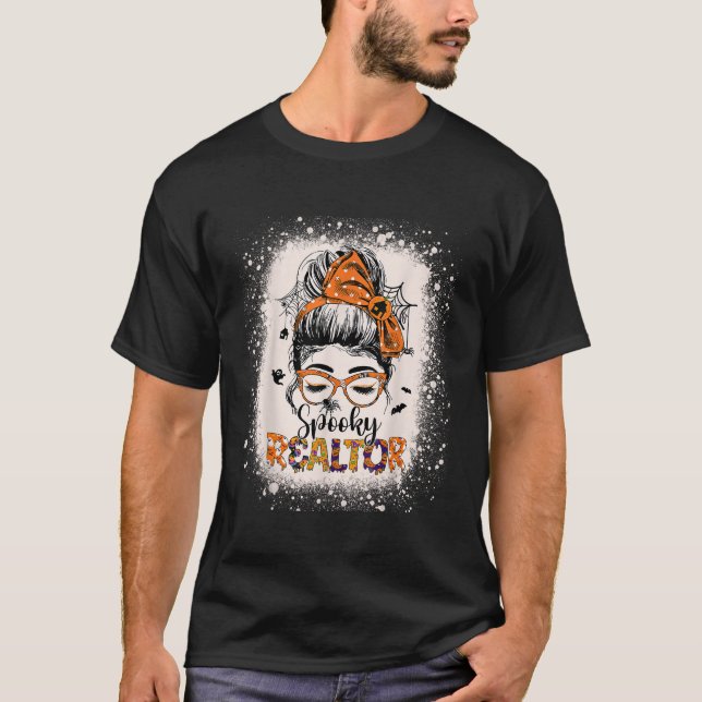Camiseta Spooky Imobiliário Agent Dia de as Bruxas engraçad (Frente)