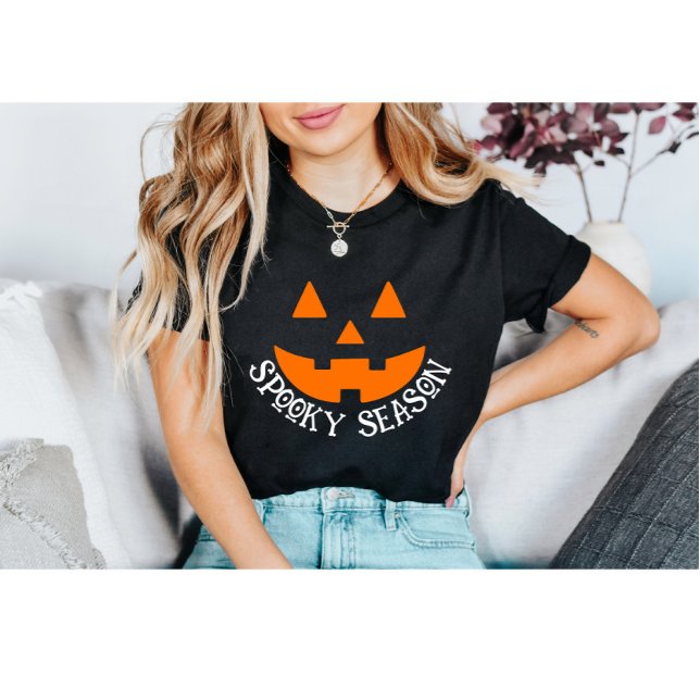 Camiseta Spooky Jack O Lanterna Pumpkin Rosto Halloween (Criador carregado)