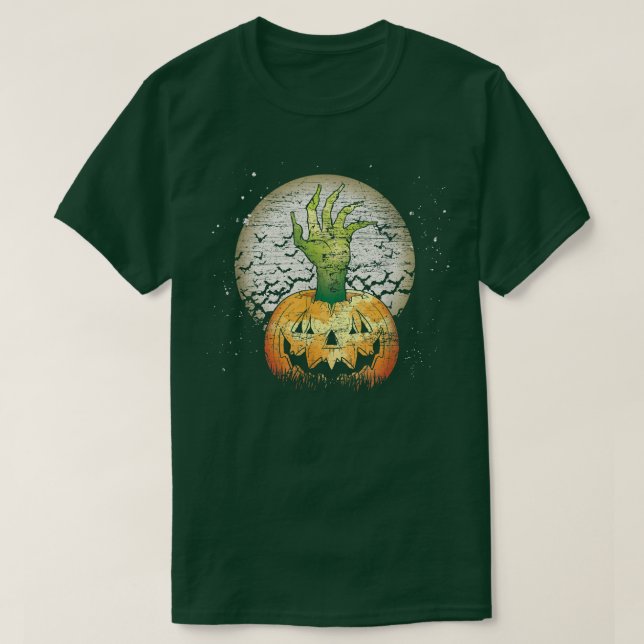 Camiseta Spooky Jack O Lanterna Zombie Scary Halloween Pump (Frente do Design)