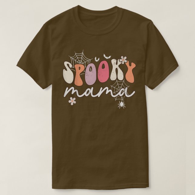 Camiseta SPOOKY Mama Groovy Halloween 69 (Frente do Design)