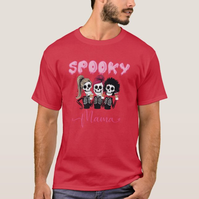 Camiseta Spooky Mama Halloween Mamãe de Halloween e Me frie (Frente)