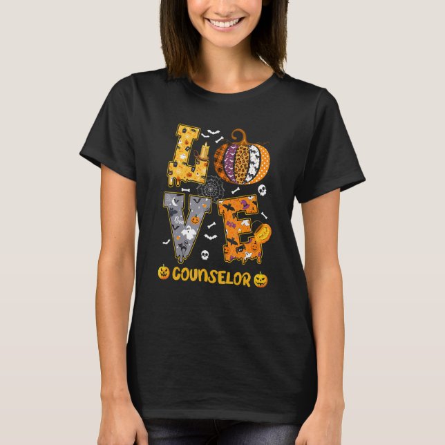 Camiseta Spooky Pumpkin Love Halloween Counselor Teacher St (Frente)