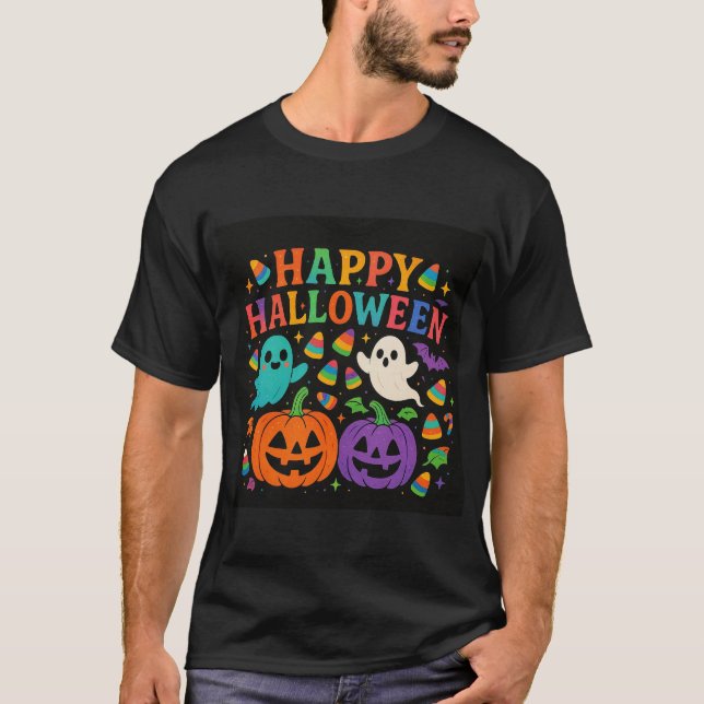 Camiseta Spooky Rainbow Halloween" (Frente)