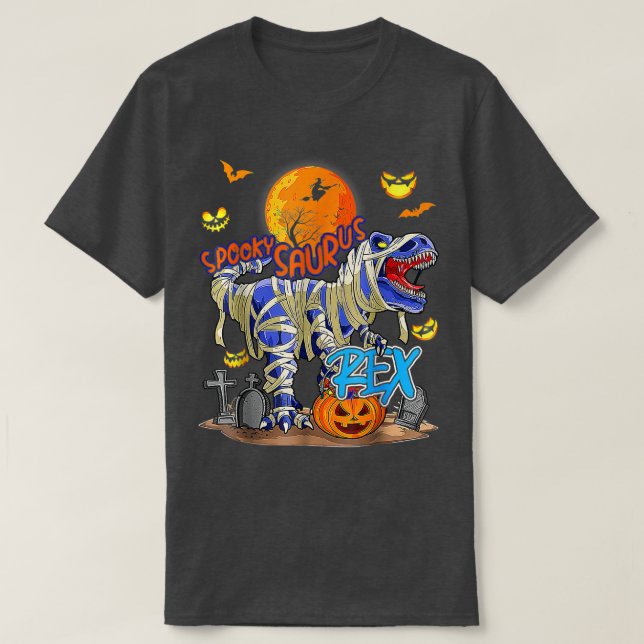 Camiseta Spooky Saurus T Rex Mummy Halloween Figurume Para  (Frente do Design)
